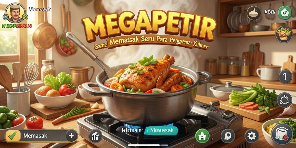 Tampilan antarmuka permainan Memasak yang menarik dan interaktif.
