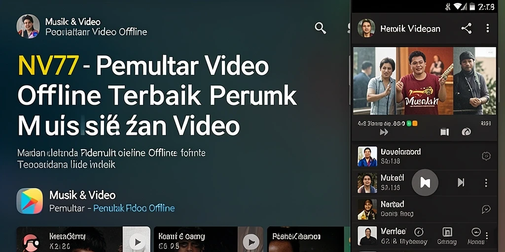 Tampilan antarmuka NV77 yang sederhana dan intuitif untuk pemutar video offline.