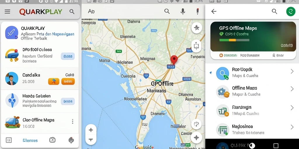 Antarmuka pengguna QUARKPLAY yang intuitif untuk navigasi peta offline.