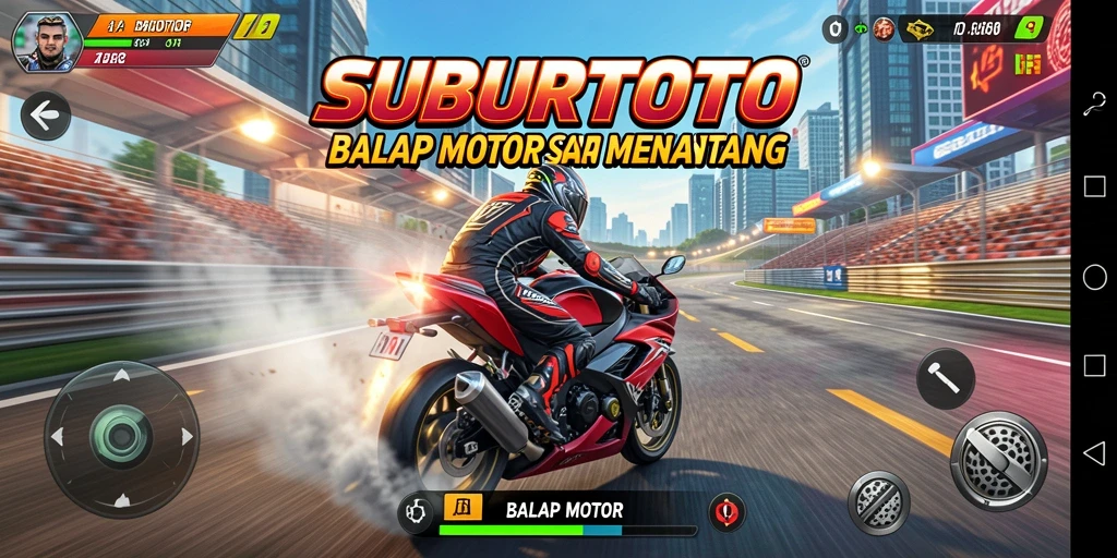 Tampilan antarmuka SUBURTOTO yang menarik saat balapan motor.